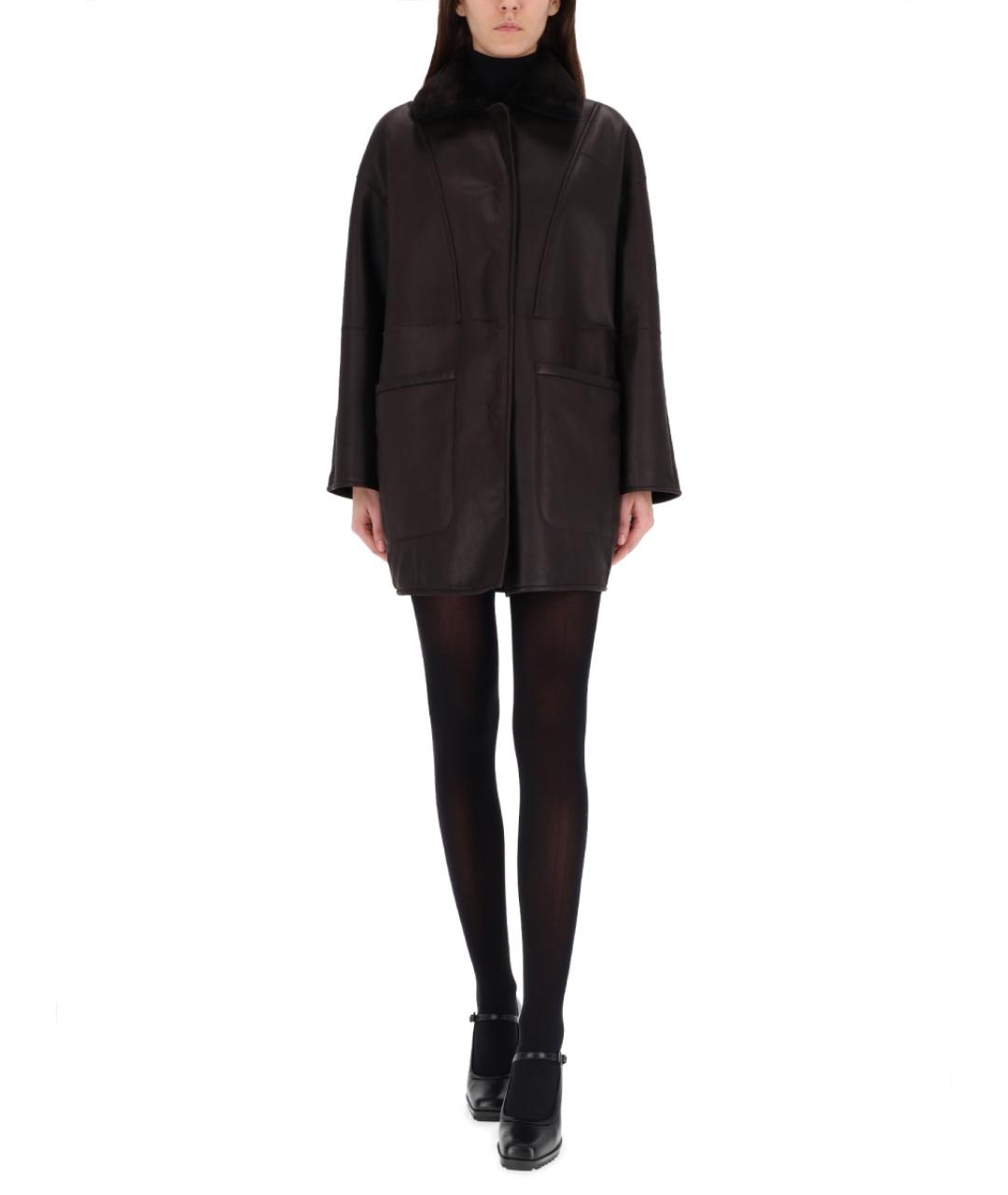 MAX MARA Коричневое кожаное пальто, фото 3