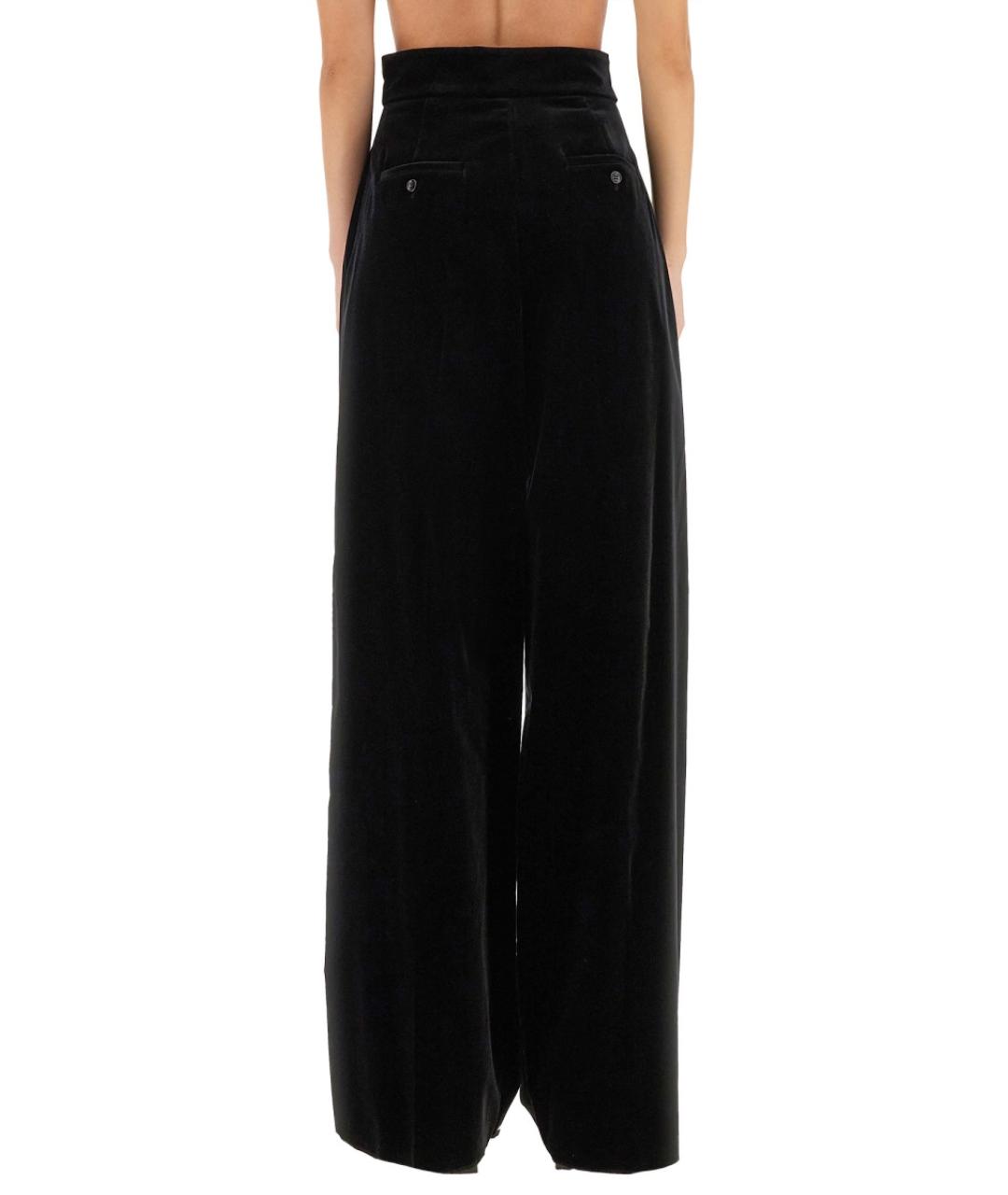 MAX MARA Черные хлопковые прямые брюки, фото 3