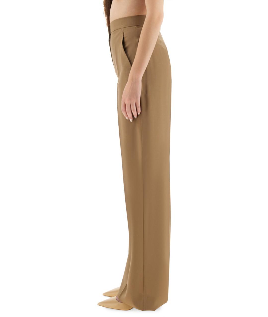 MAX MARA Бежевые шерстяные прямые брюки, фото 5