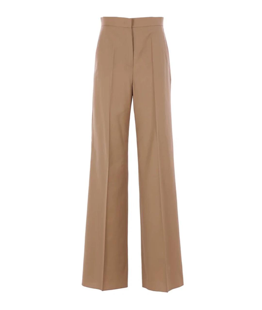 MAX MARA Бежевые шерстяные прямые брюки, фото 1