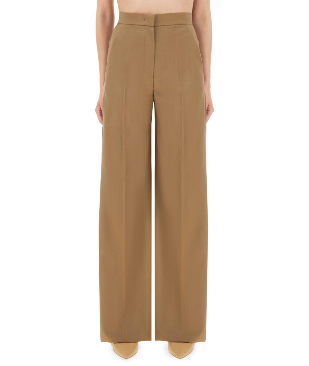MAX MARA Бежевые шерстяные прямые брюки, фото 2