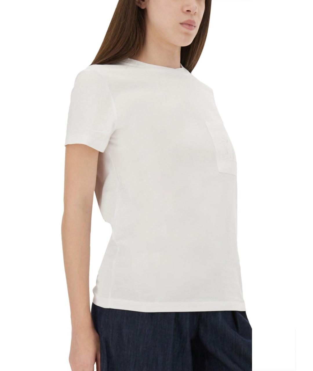 MAX MARA Белая хлопковая футболка, фото 3