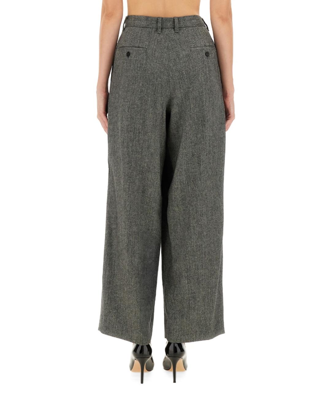 'S MAX MARA Серые шерстяные прямые брюки, фото 4