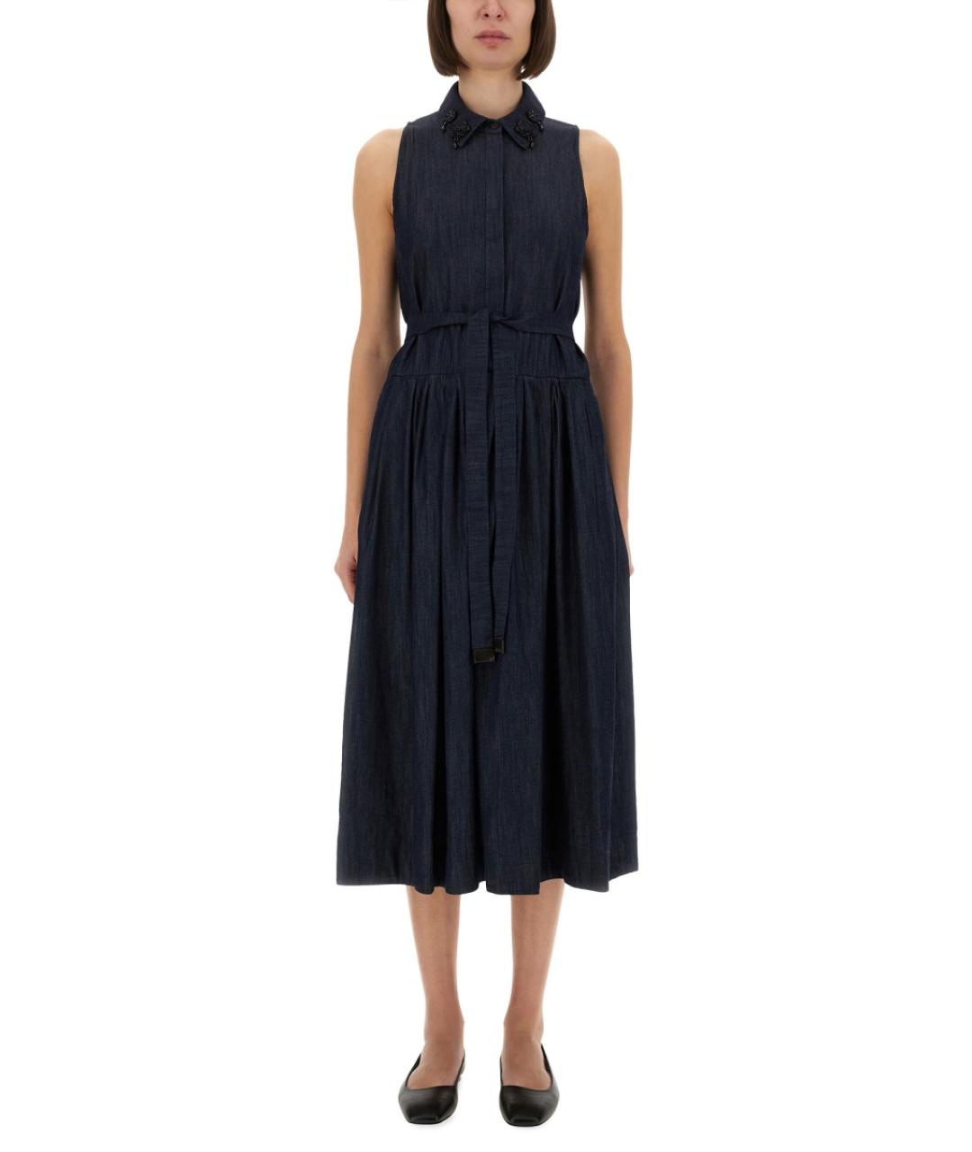 'S MAX MARA Синее хлопковое повседневное платье, фото 5