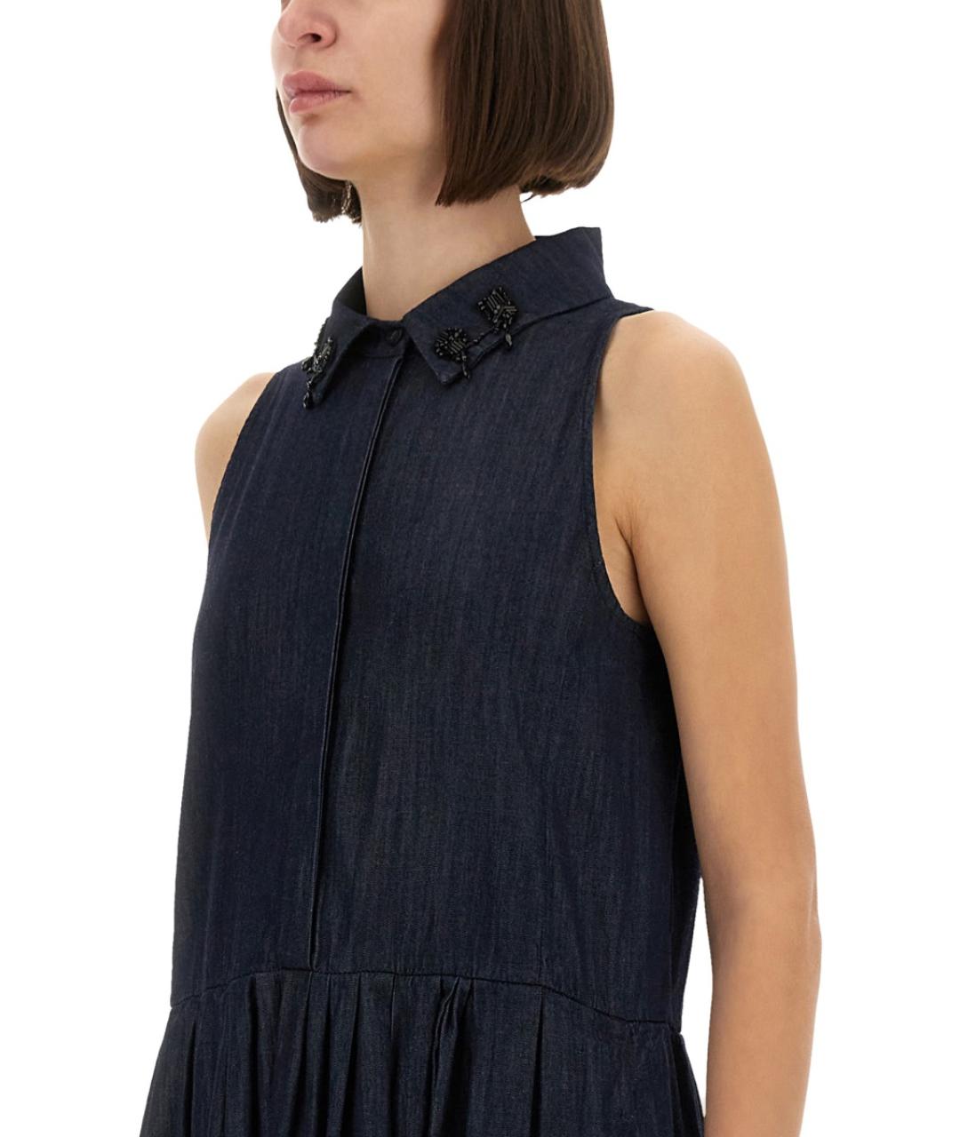 'S MAX MARA Синее хлопковое повседневное платье, фото 4