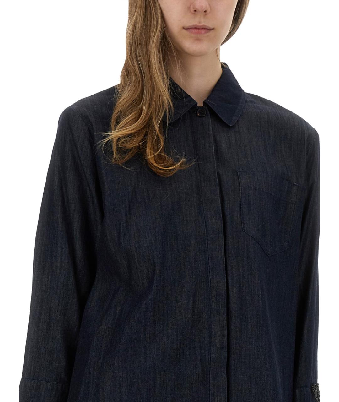 'S MAX MARA Синяя хлопковая рубашка, фото 5