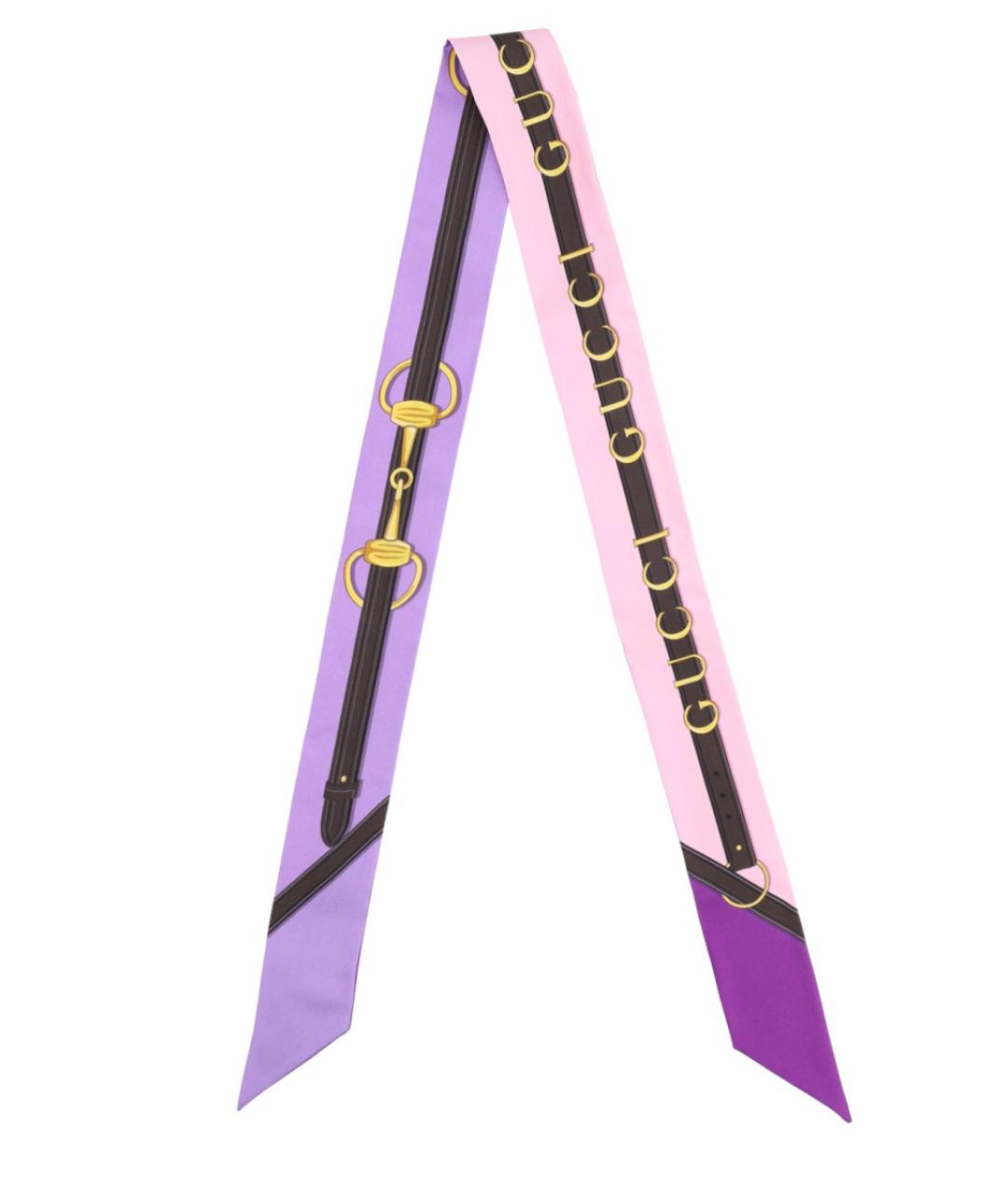 GUCCI Фиолетовый шелковый шарф, фото 1