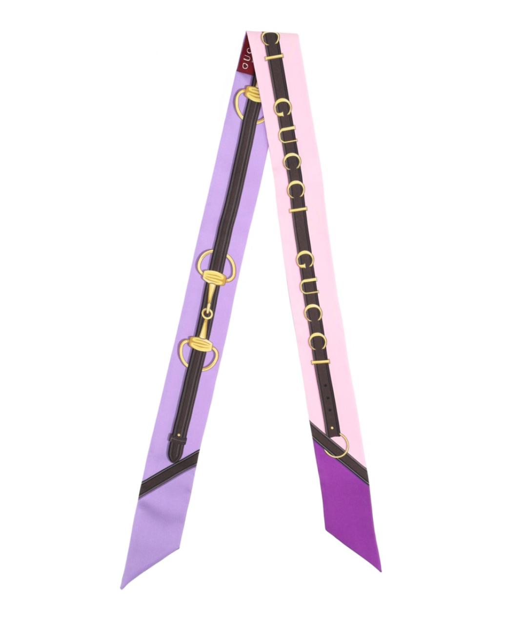 GUCCI Фиолетовый шелковый шарф, фото 2