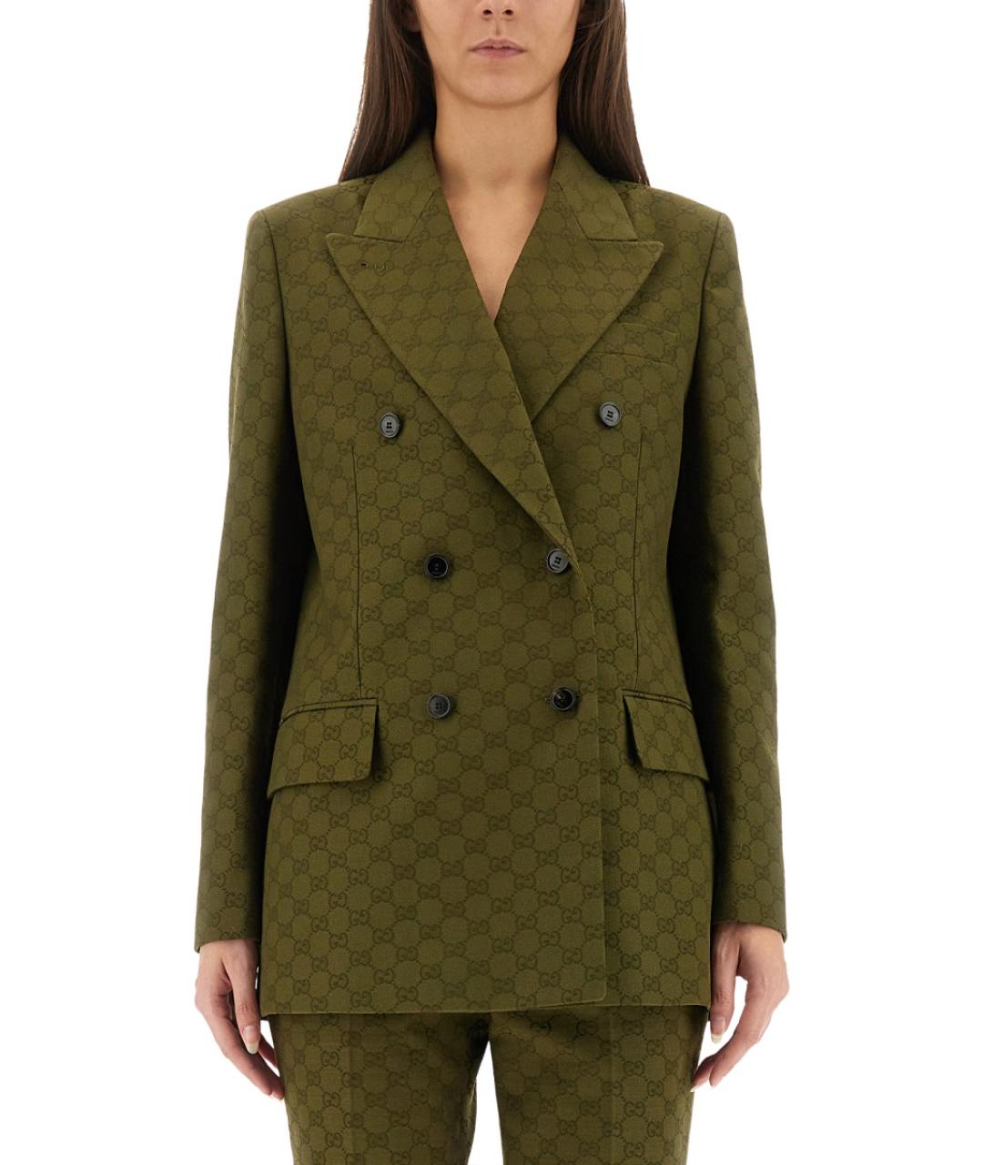 GUCCI Зеленый хлопковый жакет/пиджак, фото 2