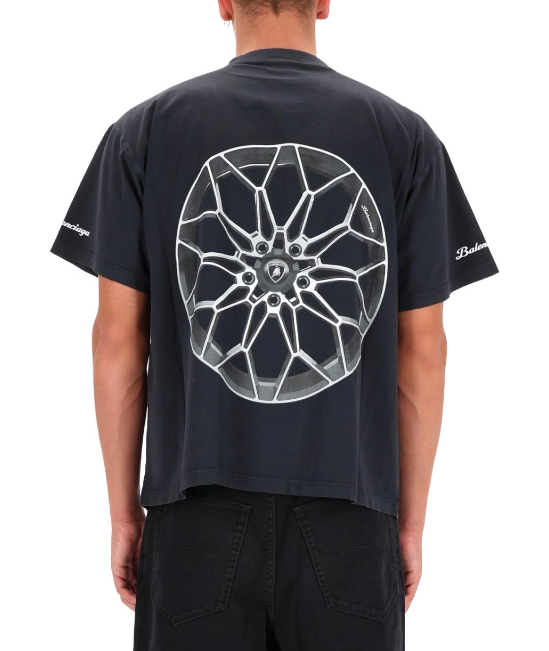 BALENCIAGA Черная хлопковая футболка, фото 3