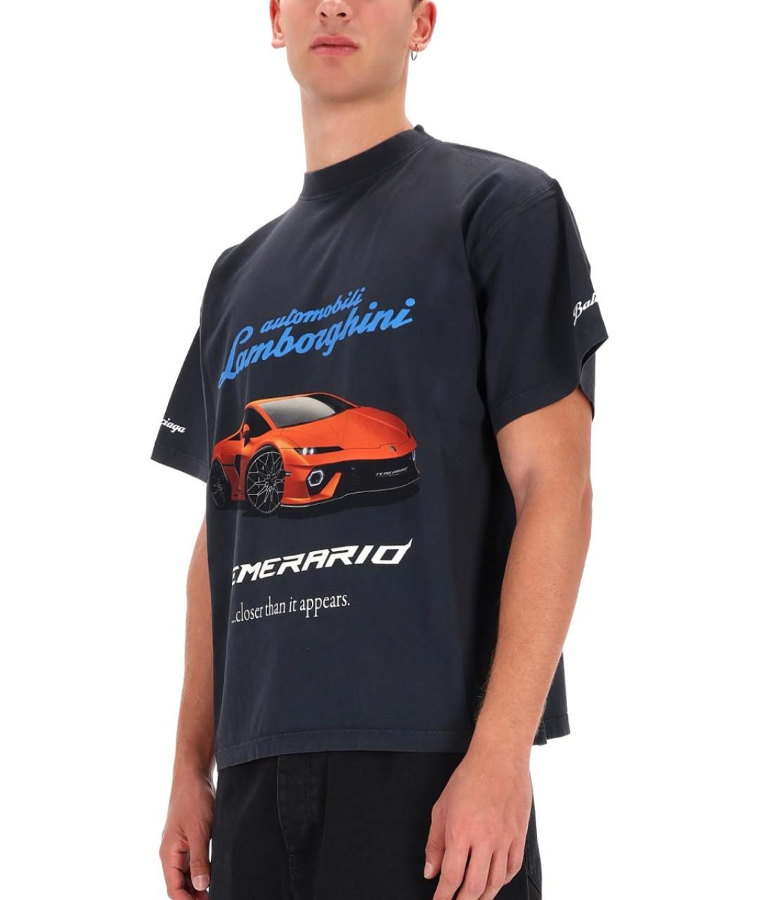 BALENCIAGA Черная хлопковая футболка, фото 4