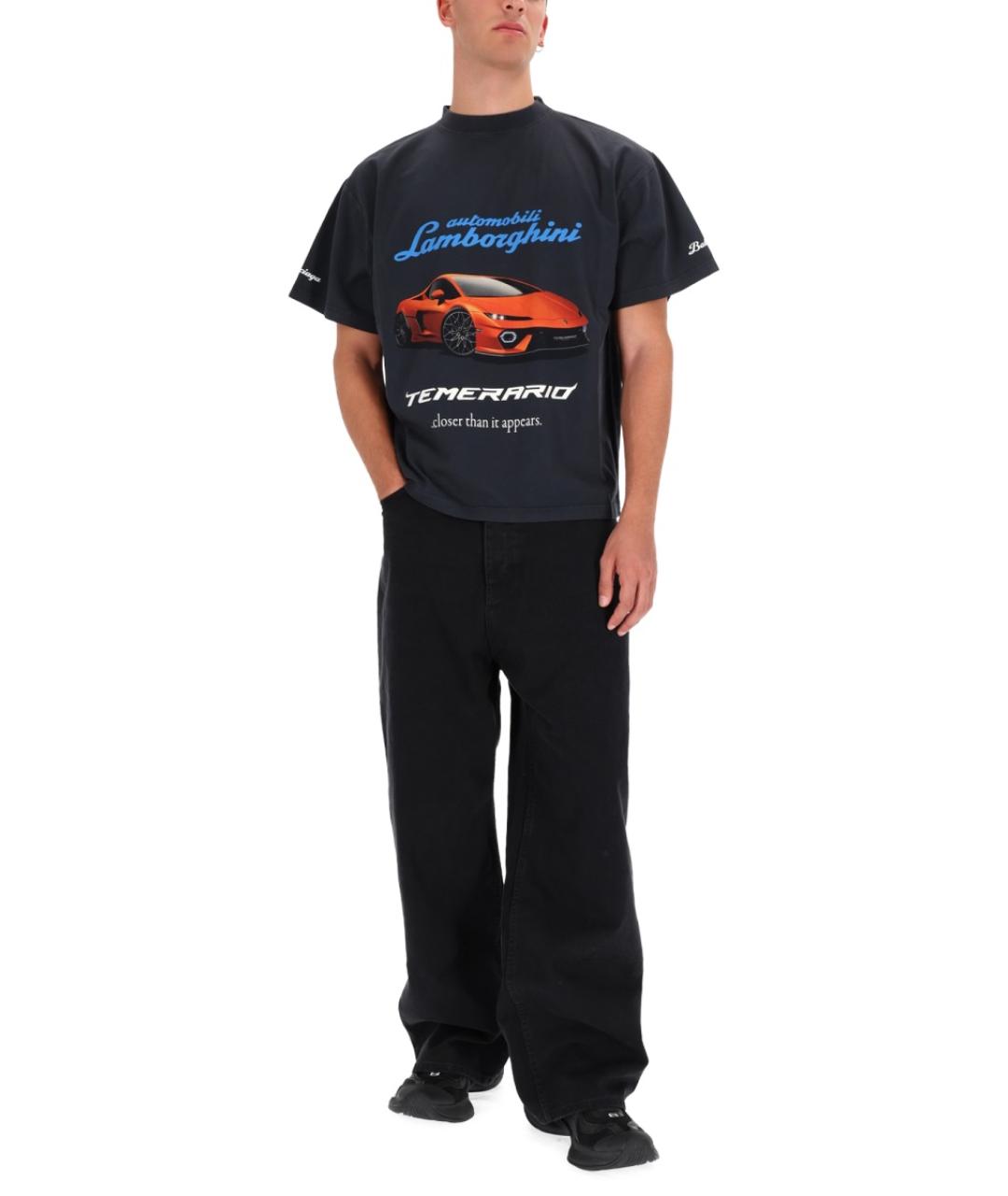 BALENCIAGA Черная хлопковая футболка, фото 2