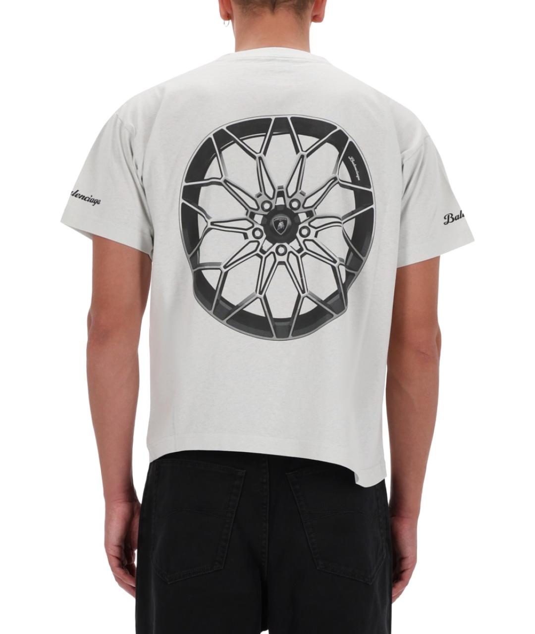 BALENCIAGA Белая хлопковая футболка, фото 5