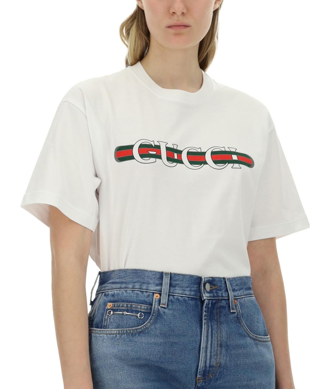 GUCCI Белая хлопковая футболка, фото 5