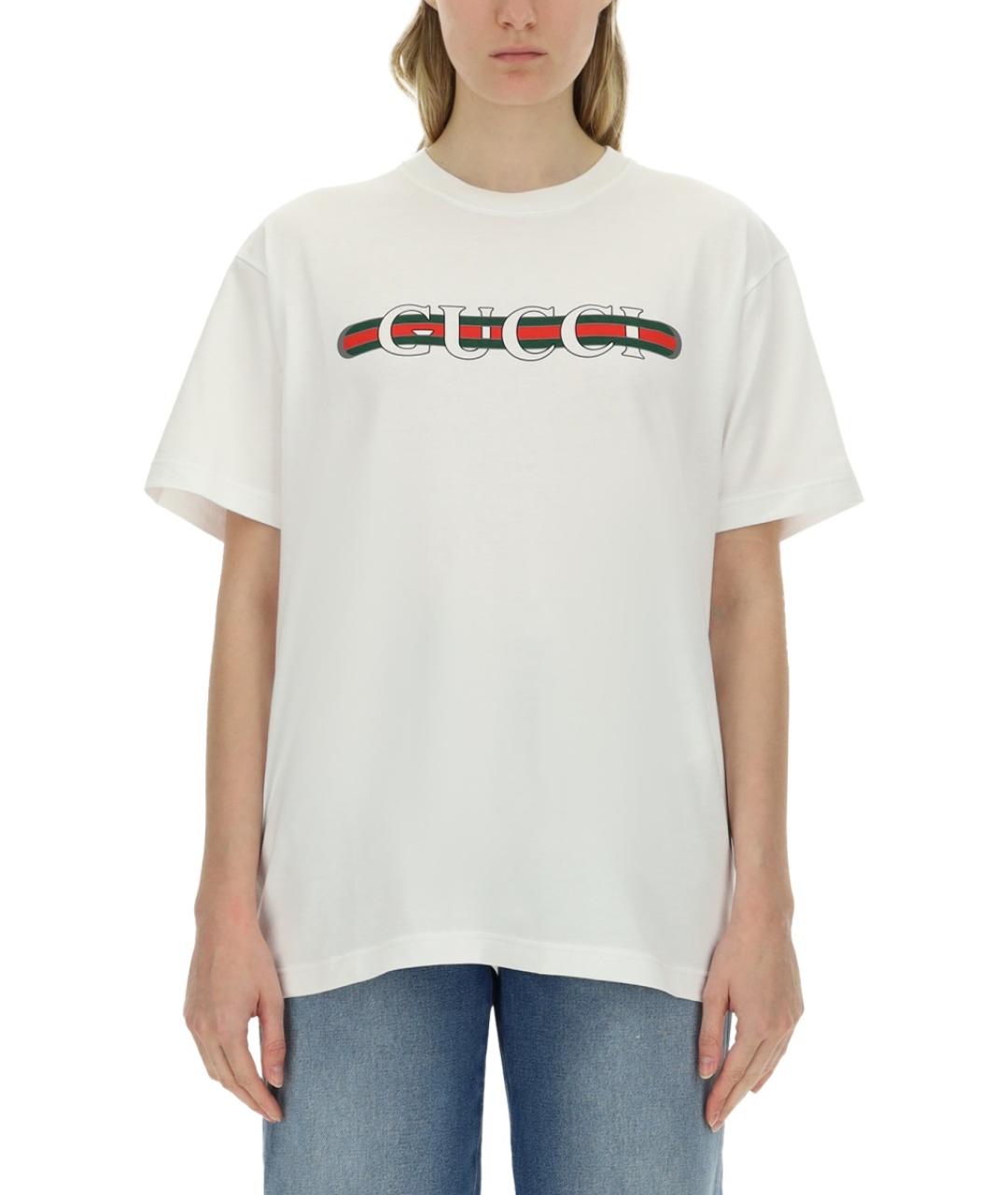 GUCCI Белая хлопковая футболка, фото 2