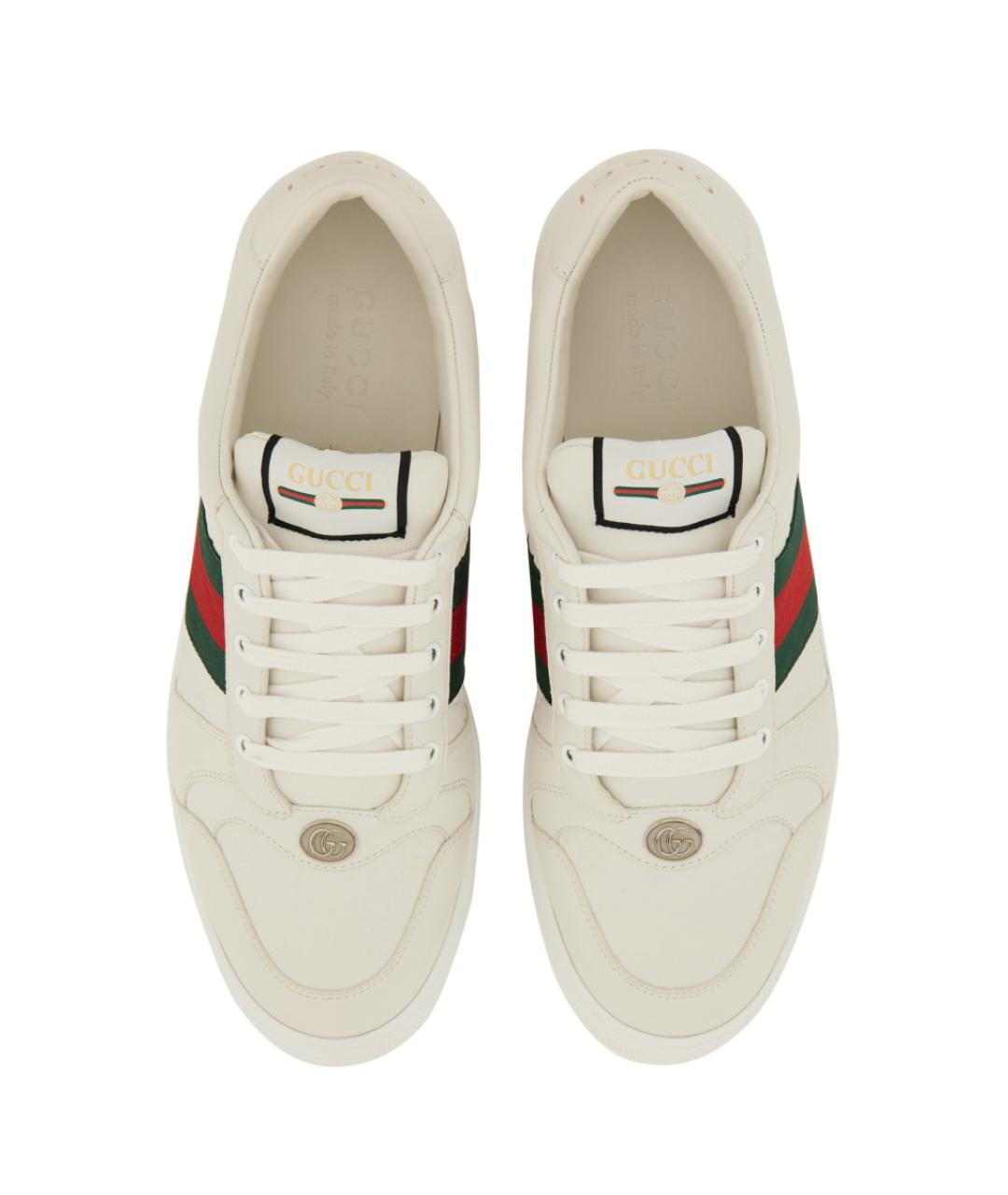 GUCCI Белые кожаные низкие кроссовки / кеды, фото 6