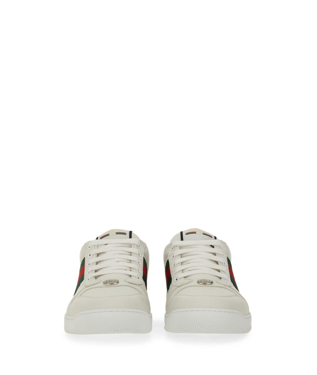 GUCCI Белые кожаные низкие кроссовки / кеды, фото 4