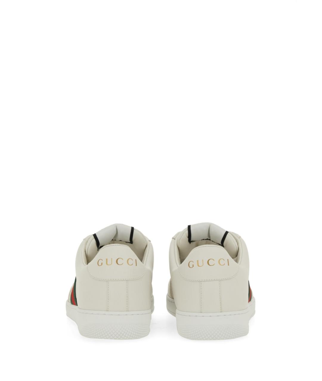 GUCCI Белые кожаные низкие кроссовки / кеды, фото 3