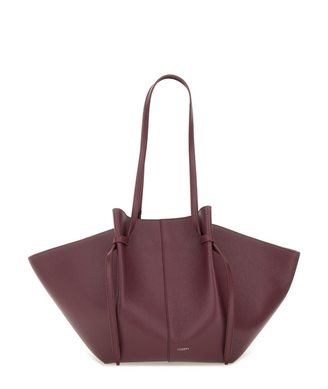 YUZEFI Бордовая кожаная сумка тоут, фото 1