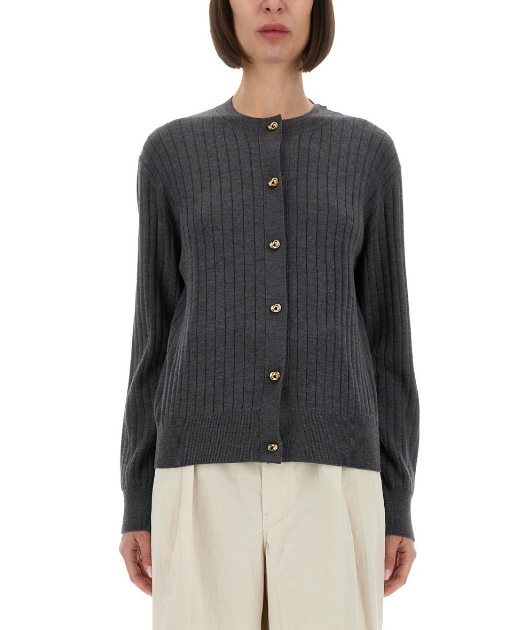 BOTTEGA VENETA Серый шерстяной кардиган, фото 2