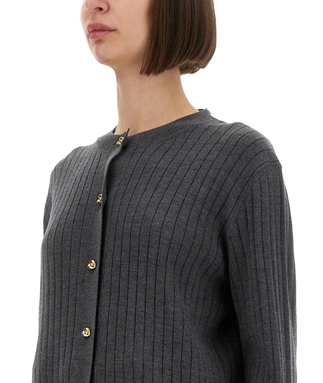 BOTTEGA VENETA Серый шерстяной кардиган, фото 5