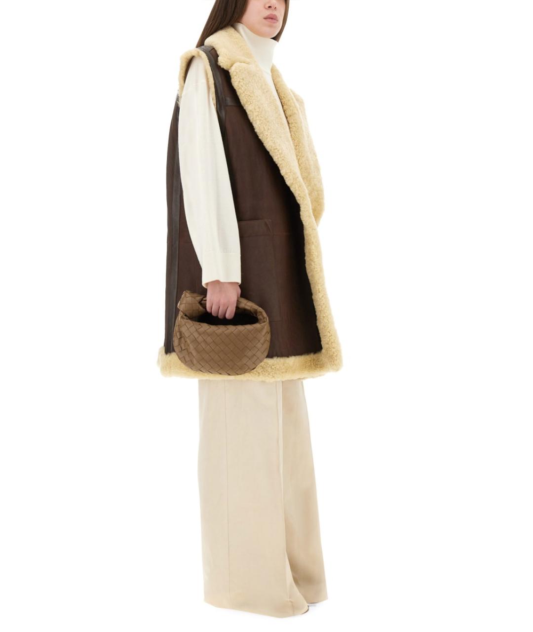 BOTTEGA VENETA Коричневый кожаный жилет, фото 3