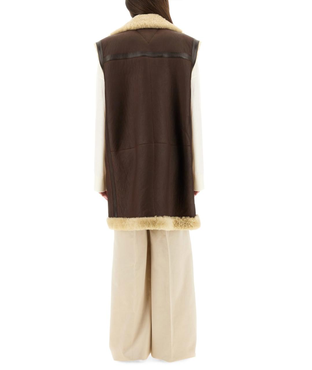 BOTTEGA VENETA Коричневый кожаный жилет, фото 4