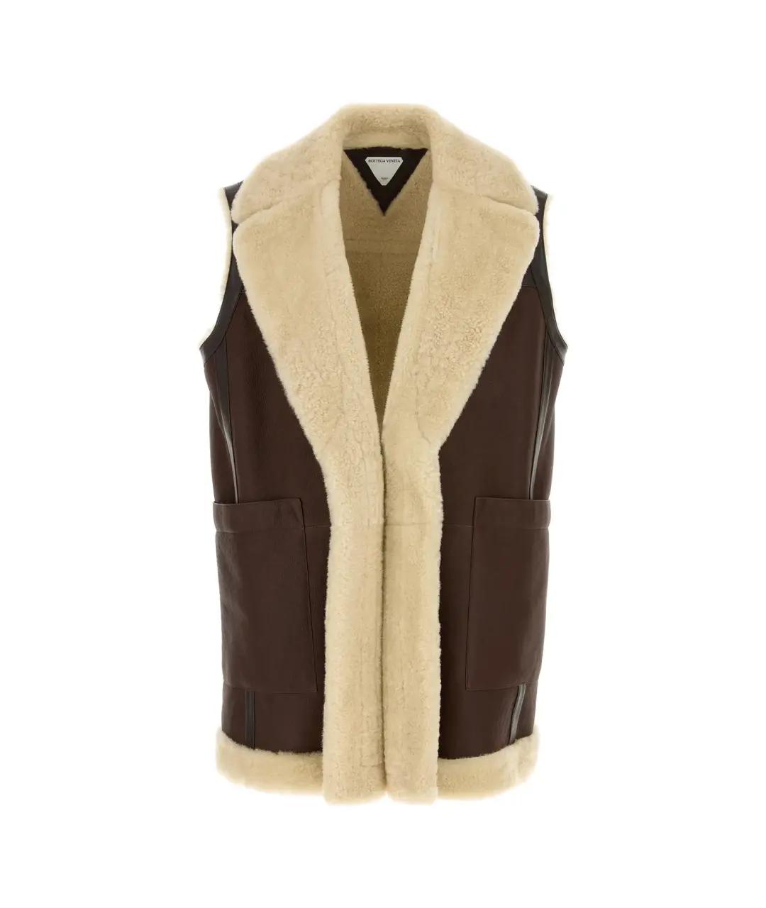BOTTEGA VENETA Коричневый кожаный жилет, фото 1