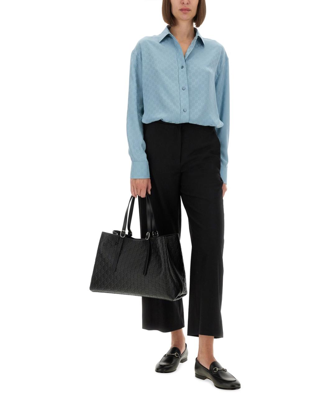 GUCCI Синяя шелковая рубашка, фото 2