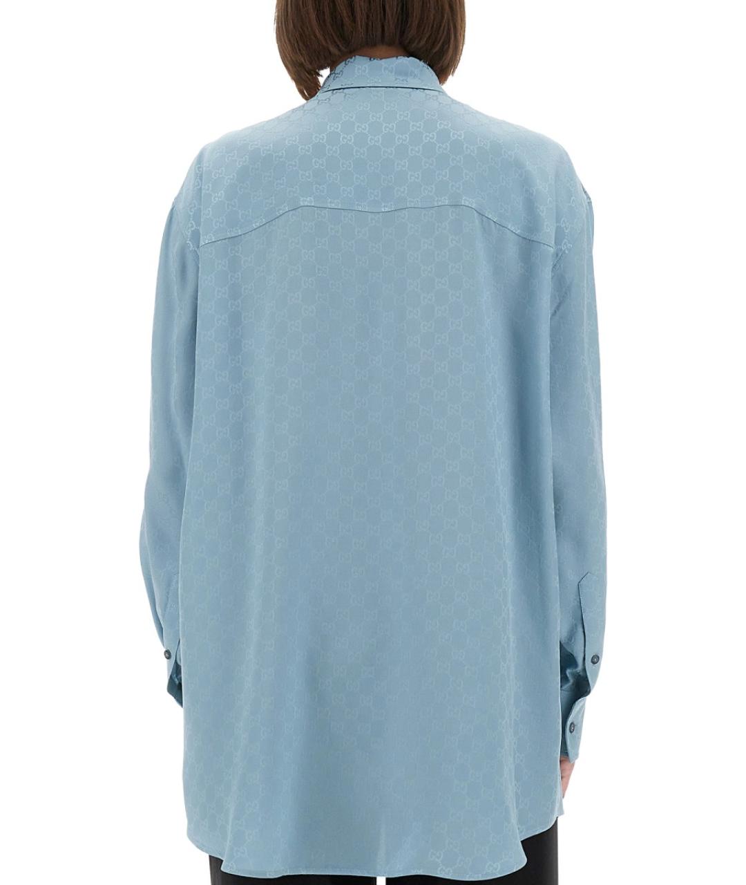 GUCCI Синяя шелковая рубашка, фото 3