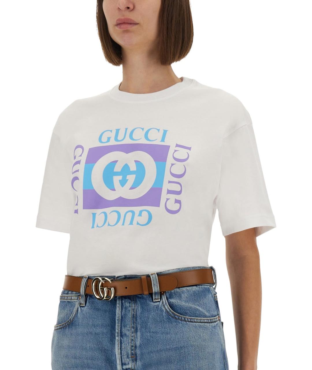 GUCCI Белая хлопковая футболка, фото 4