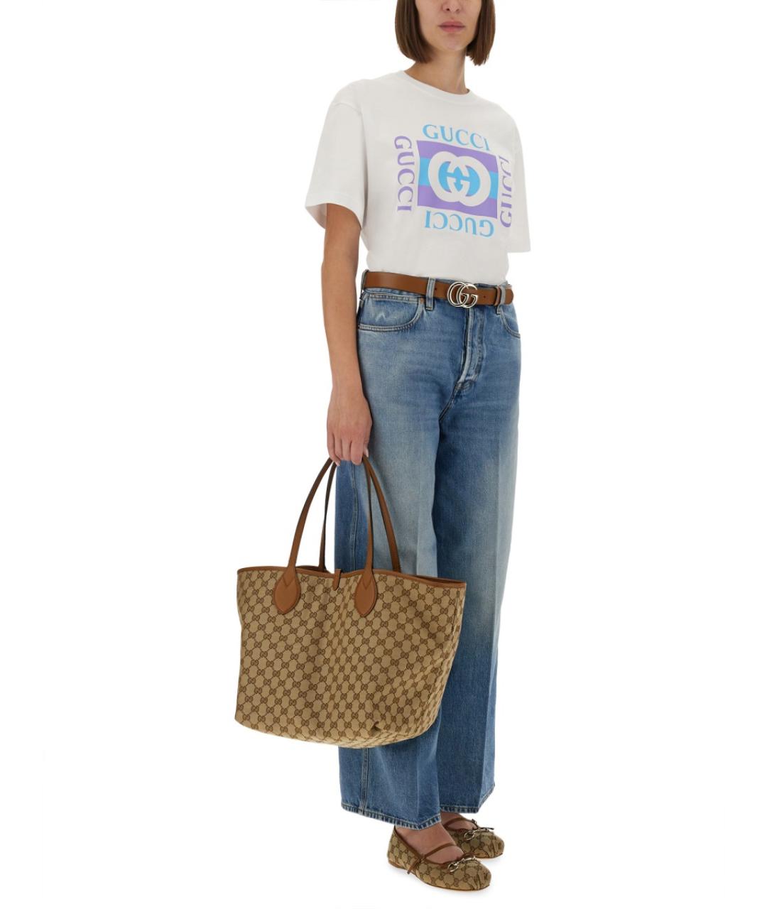 GUCCI Белая хлопковая футболка, фото 2