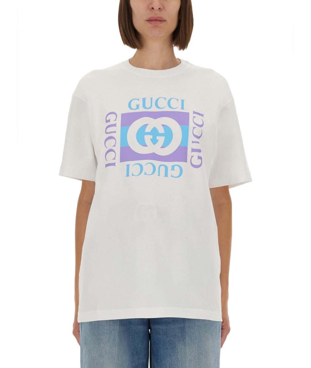 GUCCI Белая хлопковая футболка, фото 5