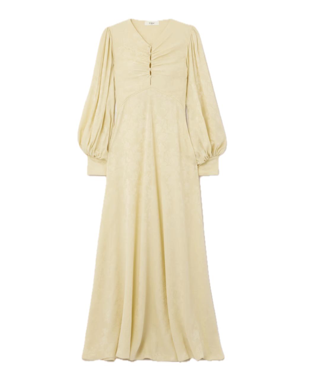 CHLOE Желтое шелковое повседневное платье, фото 1