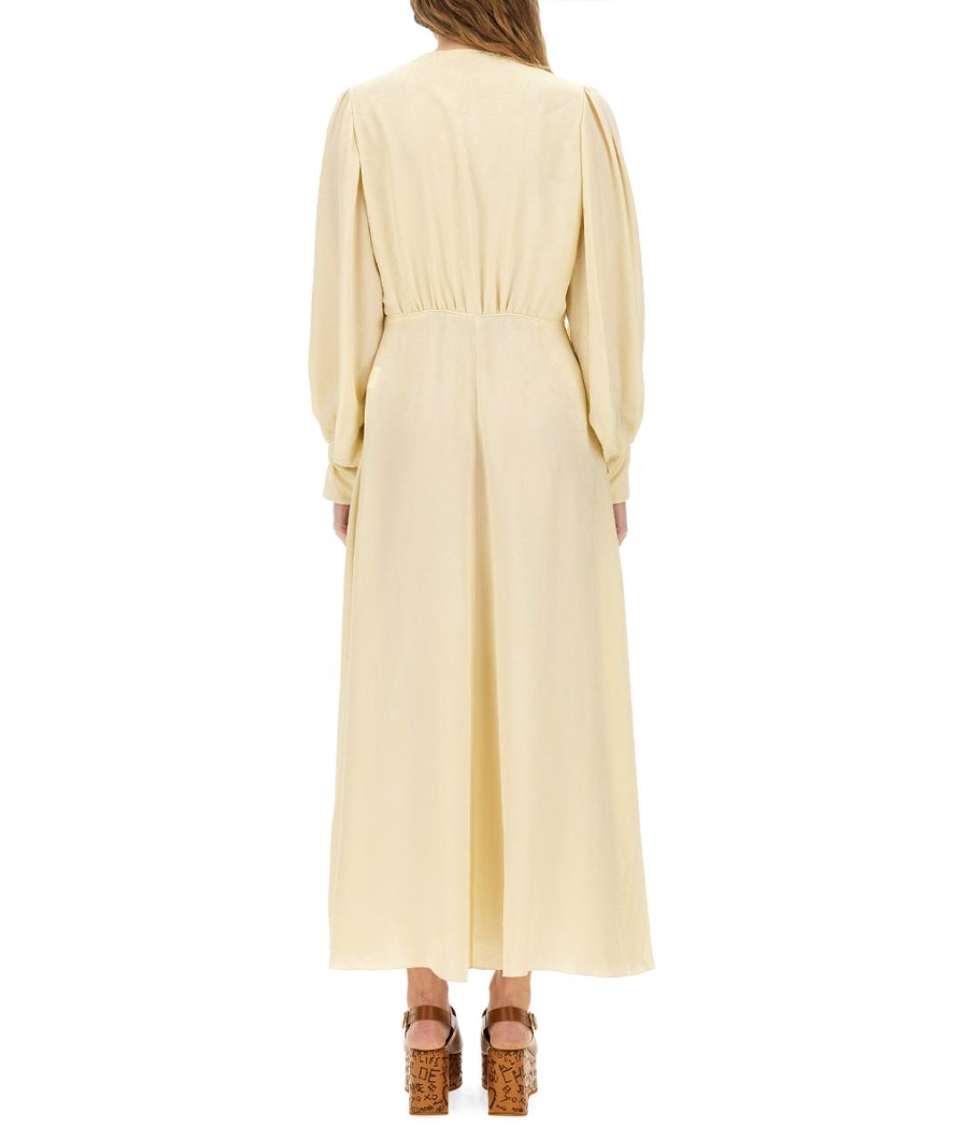 CHLOE Желтое шелковое повседневное платье, фото 4