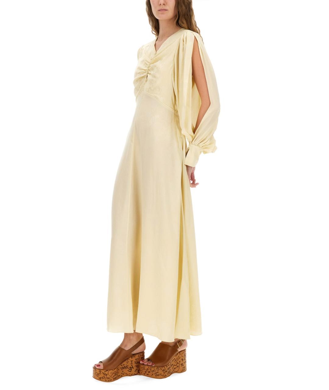 CHLOE Желтое шелковое повседневное платье, фото 3