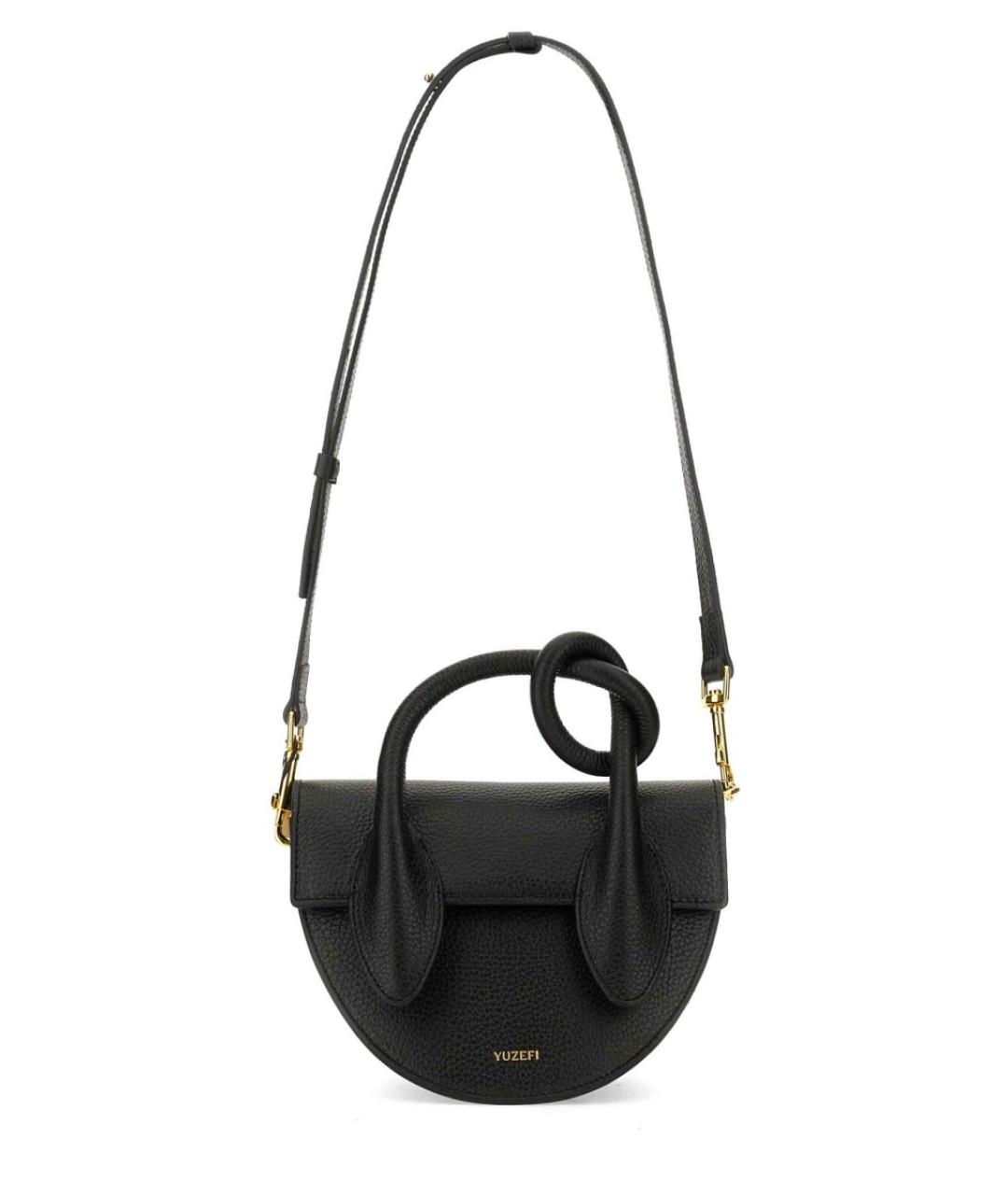 YUZEFI Черная кожаная сумка с короткими ручками, фото 3
