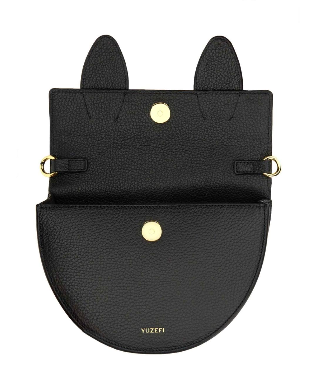 YUZEFI Черная кожаная сумка с короткими ручками, фото 4