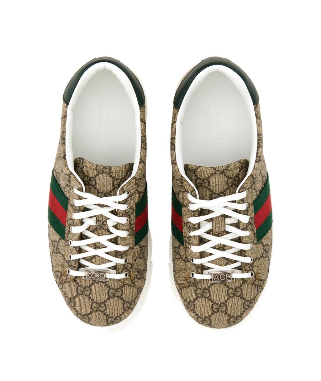 GUCCI Бежевые текстильные низкие кроссовки / кеды, фото 5