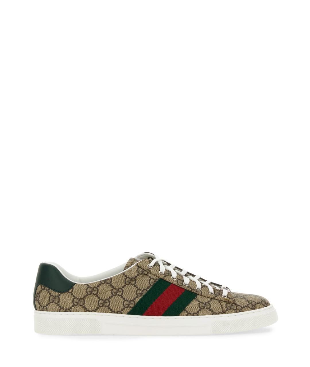 GUCCI Бежевые текстильные низкие кроссовки / кеды, фото 1