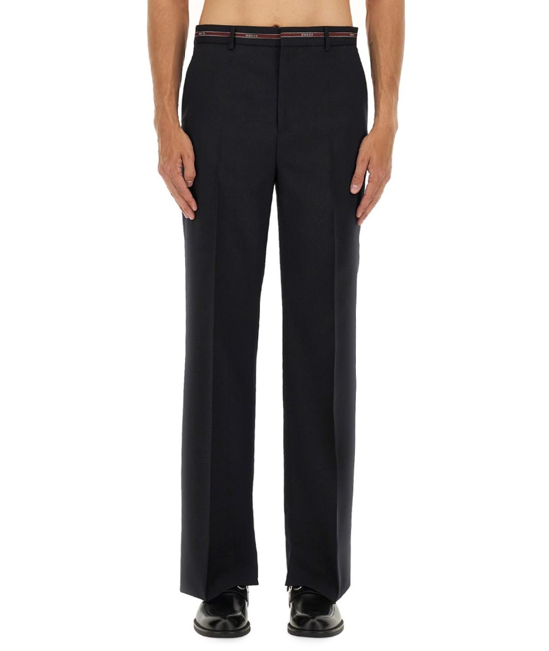 GUCCI Синие шерстяные классические брюки, фото 5