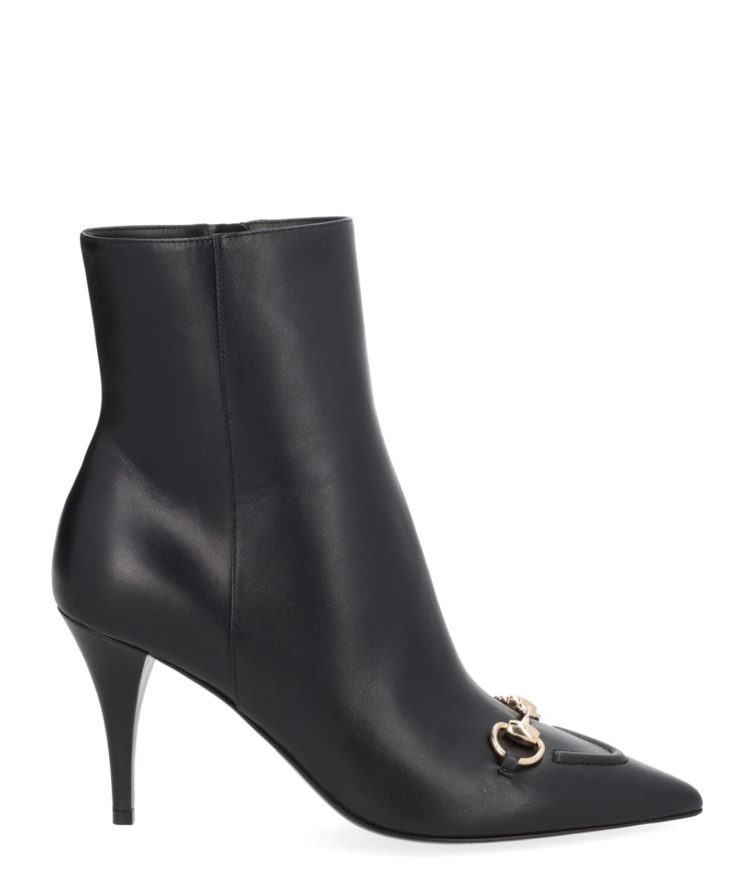 GUCCI Черные кожаные ботильоны, фото 1