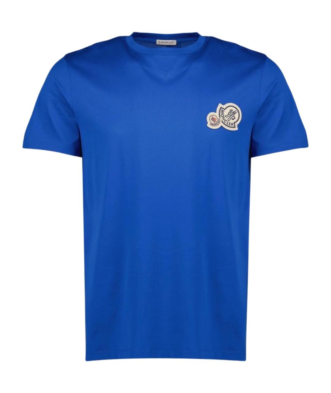 MONCLER Синяя хлопковая футболка, фото 1