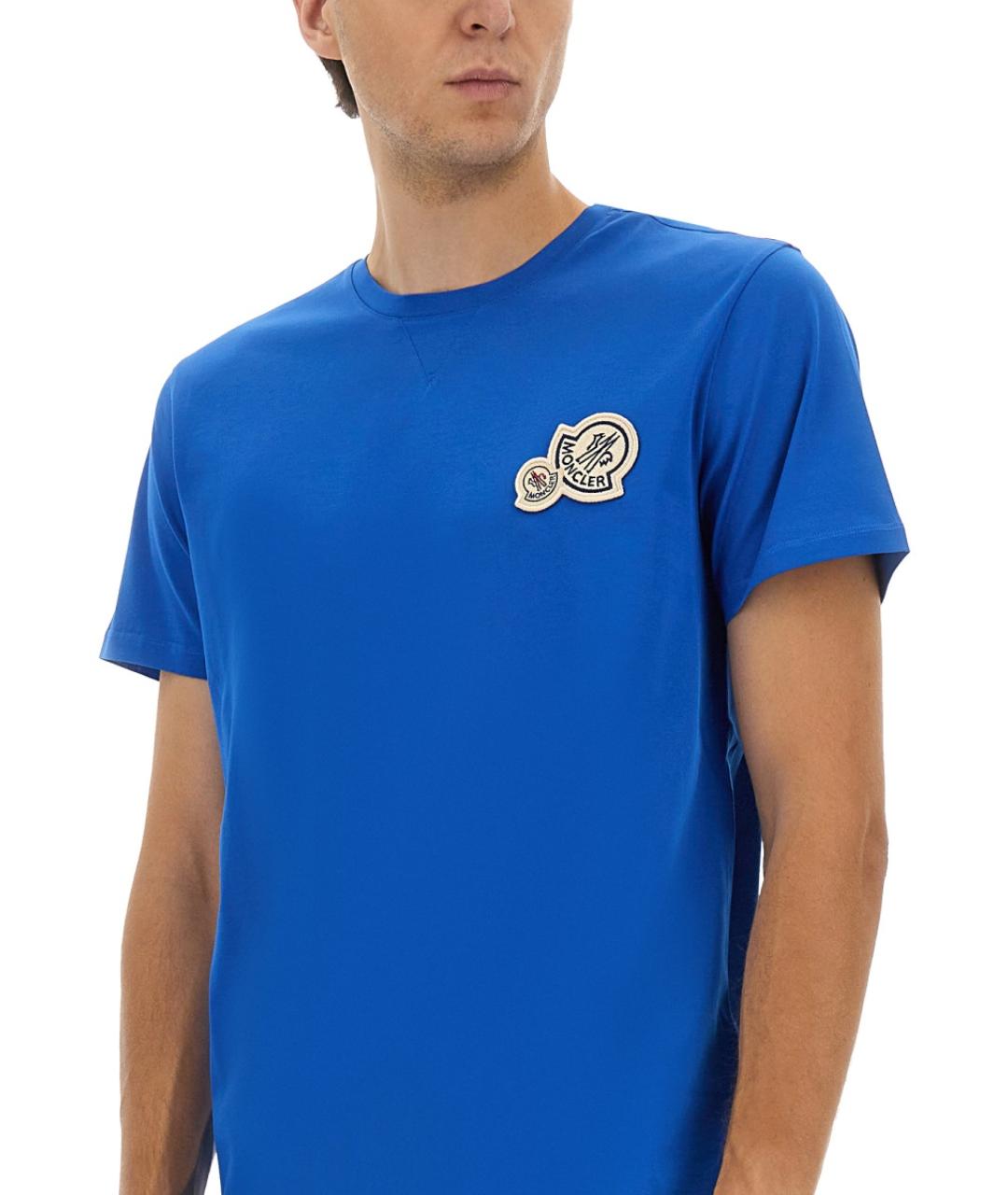 MONCLER Синяя хлопковая футболка, фото 3