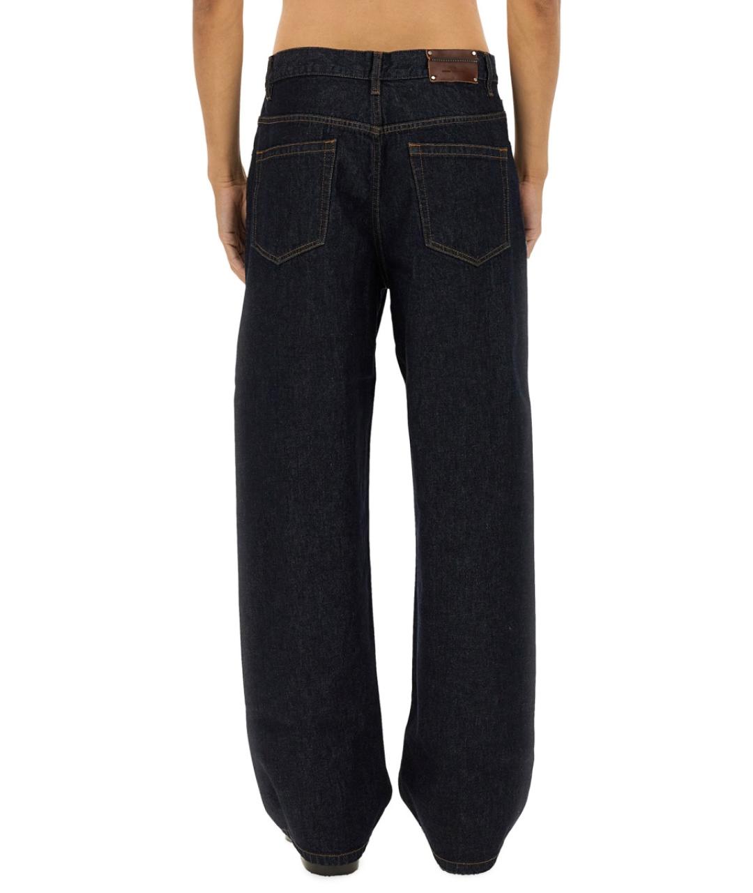 DRIES VAN NOTEN Синие хлопковые прямые джинсы, фото 3