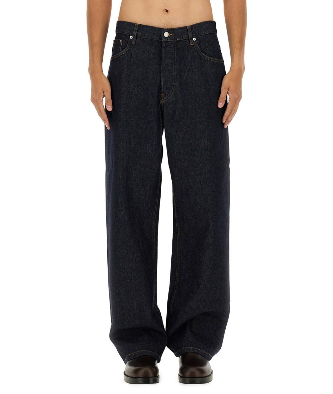 DRIES VAN NOTEN Синие хлопковые прямые джинсы, фото 5