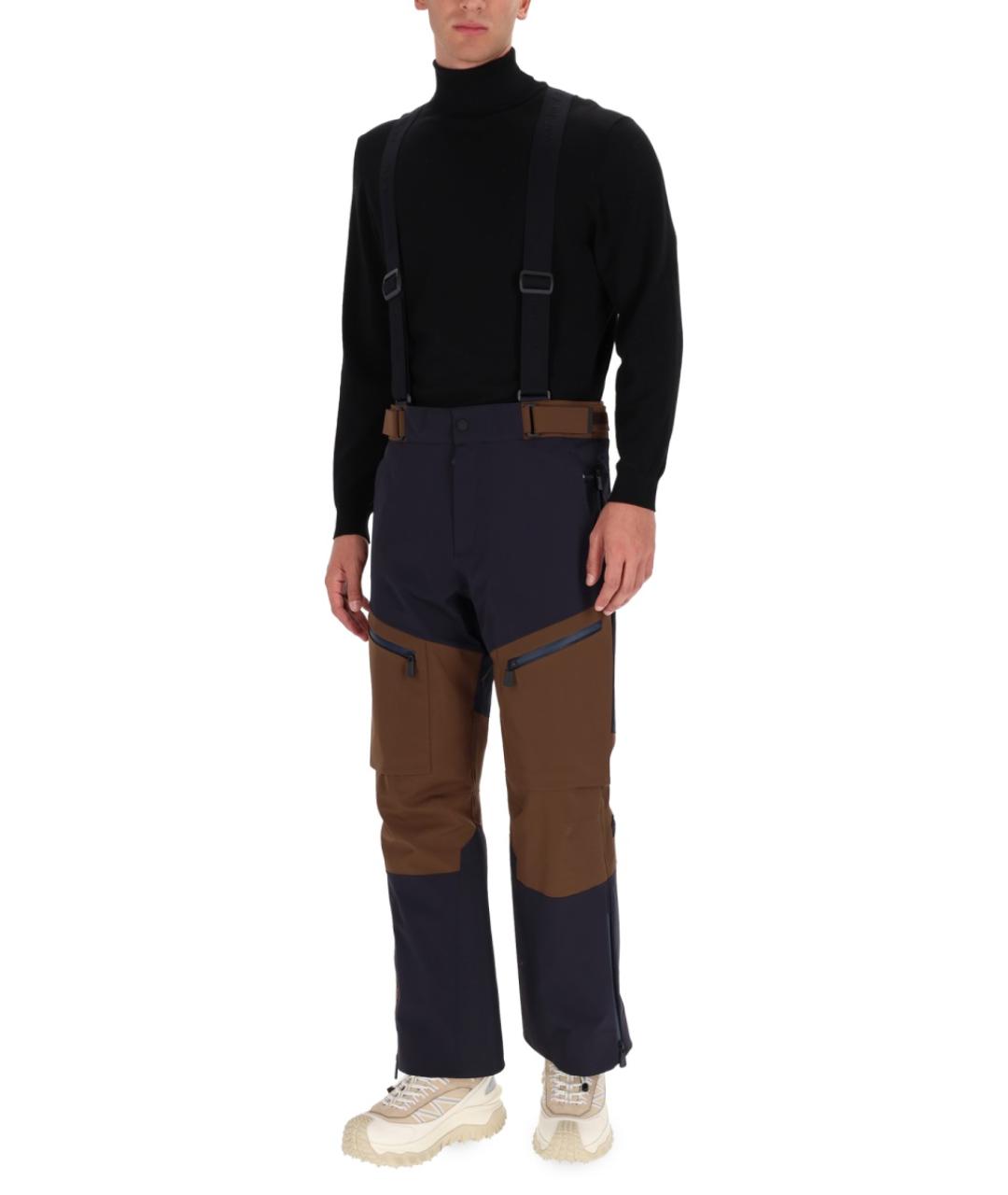 MONCLER GRENOBLE Коричневые полиамидовые повседневные брюки, фото 5