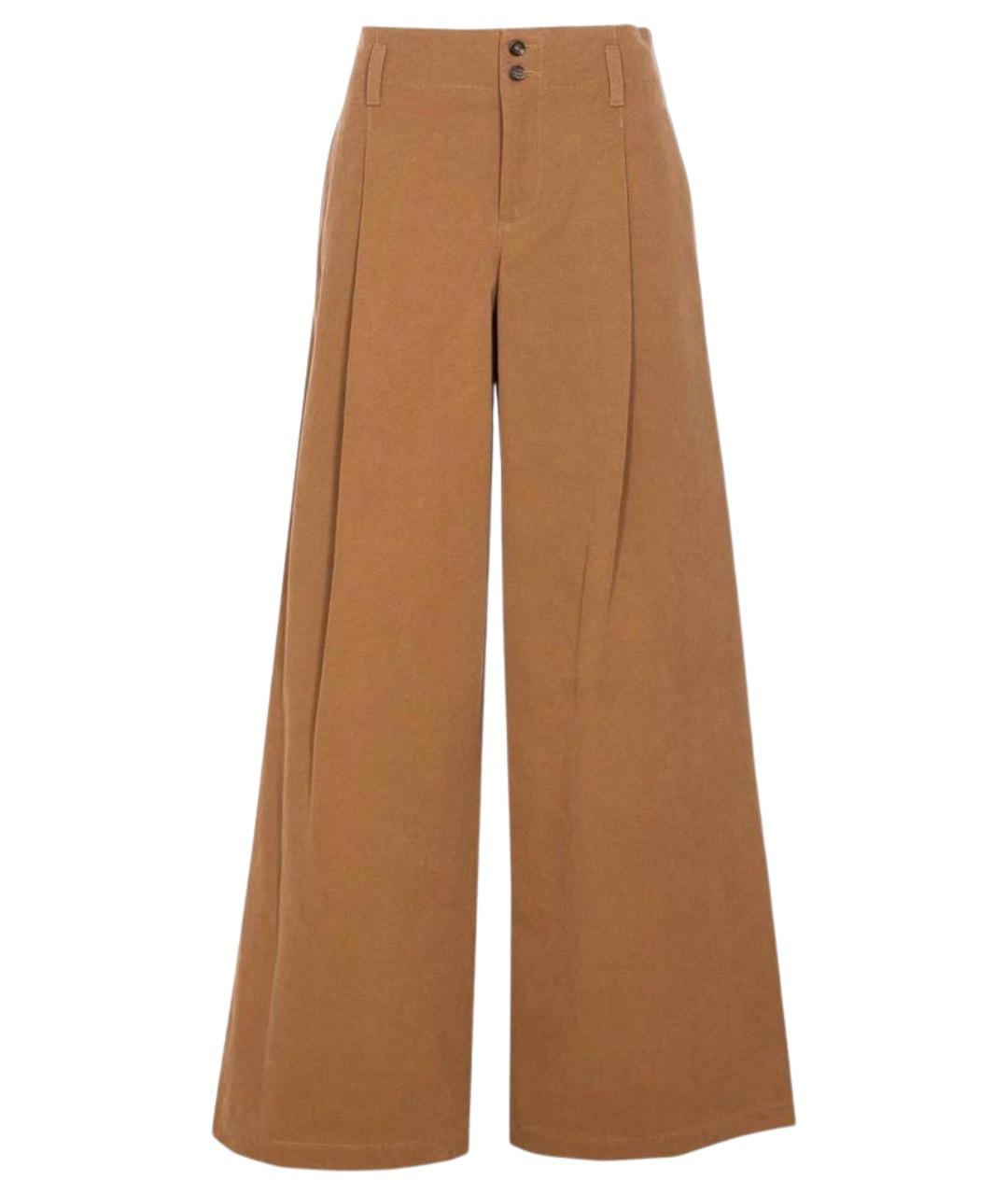 CHLOE Коричневые хлопковые прямые брюки, фото 1