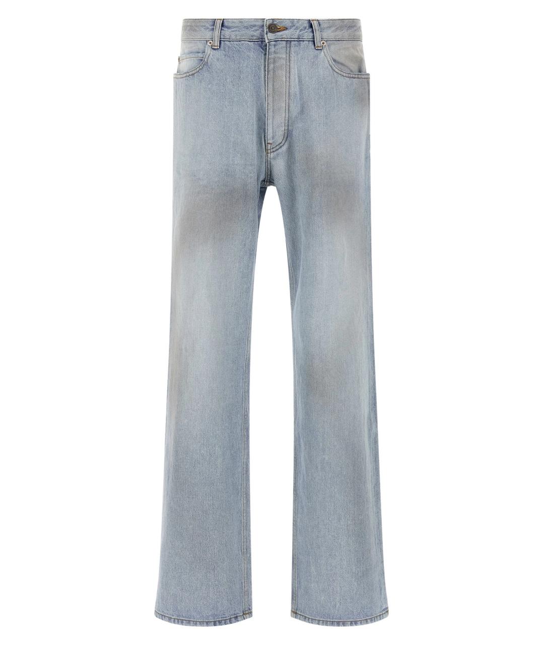 BALENCIAGA Синие хлопковые прямые джинсы, фото 1