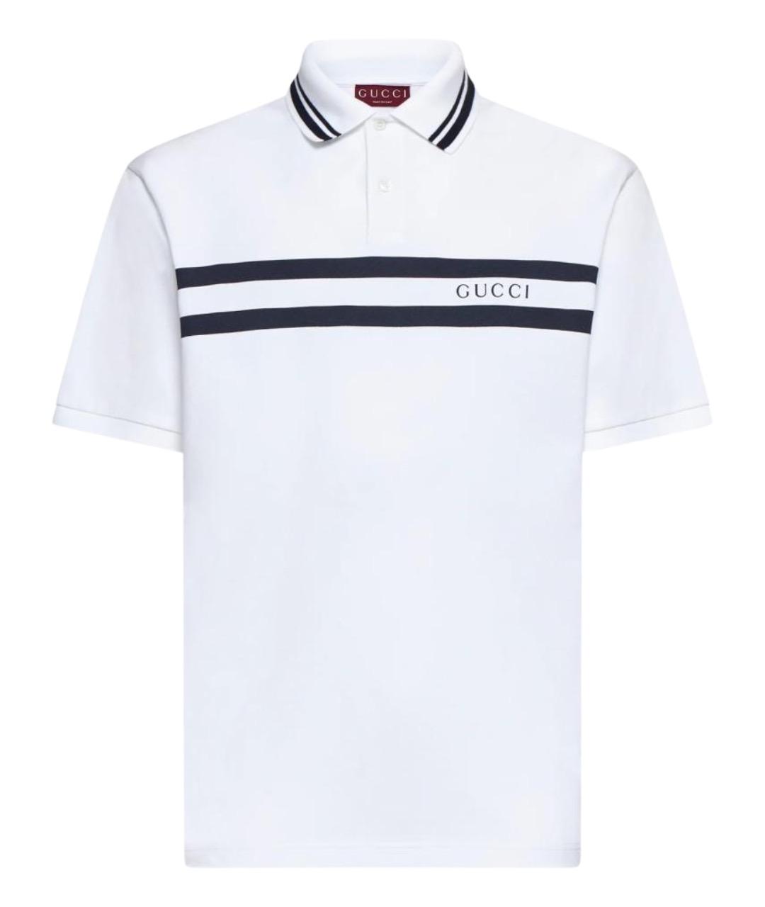 GUCCI Белое хлопковое поло с коротким рукавом, фото 1